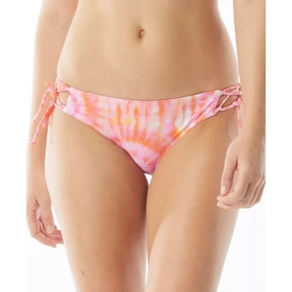 SUNDAZED Kylie Tie-Dyed Strappy Bikini Bottoms, Women's Pink  New size S - Picture 1 of 8